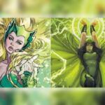 Two images: To the left, Marvel's Enchantress, and to the right, DC's Enchantress